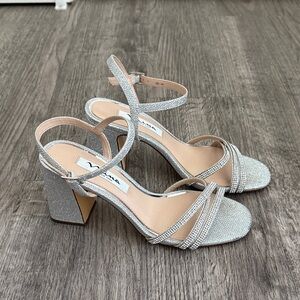 Nina Silver Sparkle Block Heels